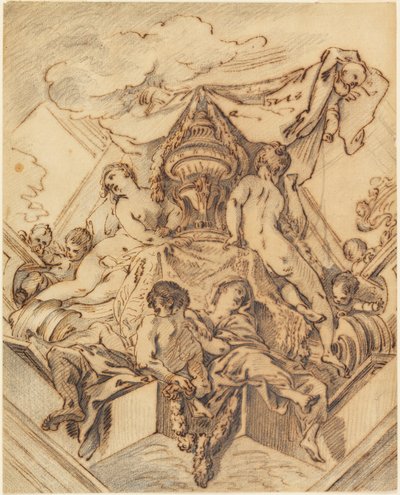 Proyecto para un motivo de esquina de un techo pintado de François Boucher
